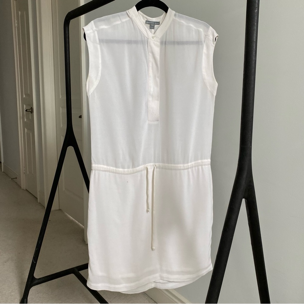 James Perse Sleeveless Sheer Drawstring Dress